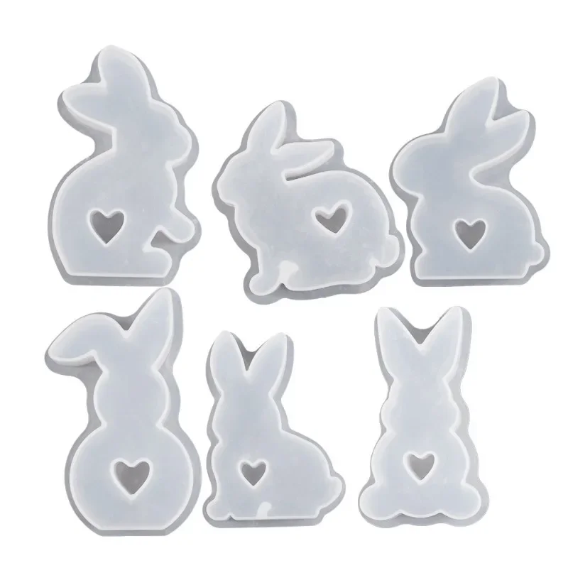 3D Liebeskaninchen Kerzenform aus Silikon DIY Niedliche Kaninchen-Handwerksform für Gips Zement Harz Seife Kerzen Ostergeschenk Herstellungswerkzeug