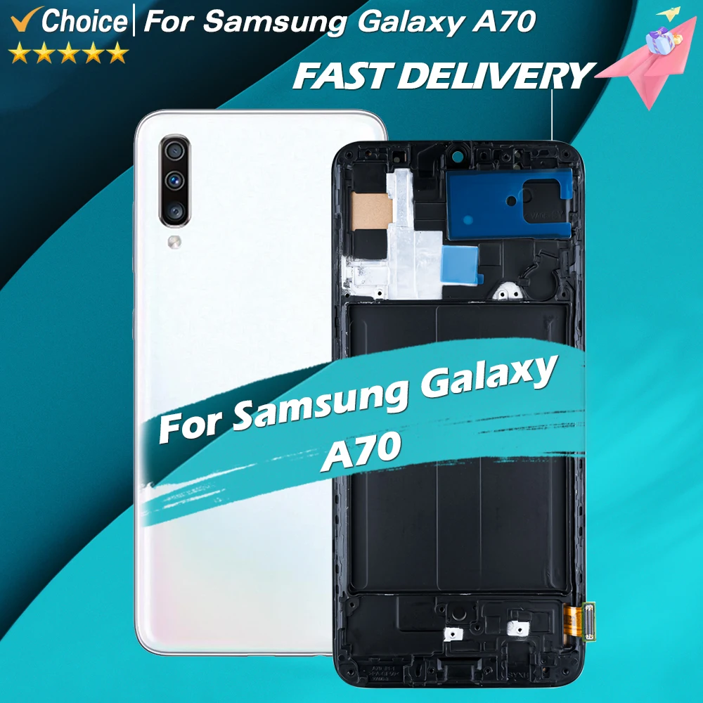 A70 SM-A705F A705FN/DS Display Screen With Frame For Samsung Galaxy A70 LCD Display Touch Screen Digitizer Assembly Replacement