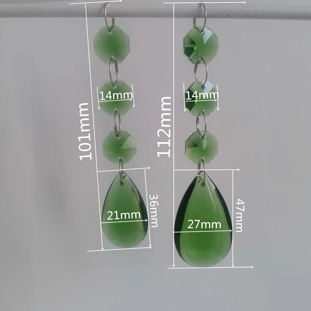 Camal 5PCS Crystal Green 36/47mm Smooth Waterdrop Pendant Prisms Garland Lamp Lighting Chandelier Part SunCatcher Home Ornament