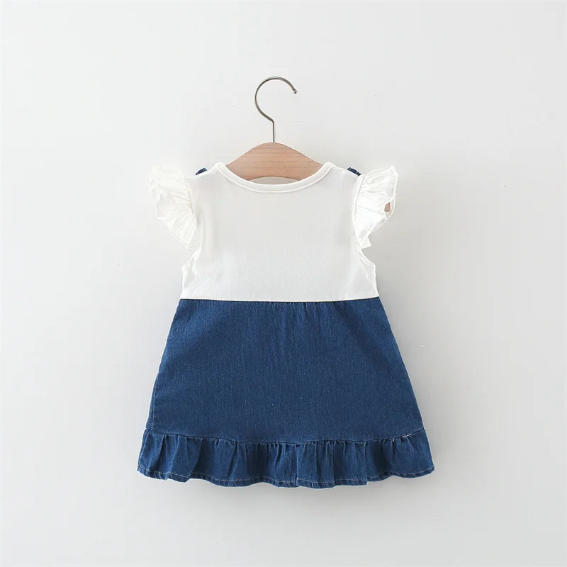 Fashion Baby Girl Daily Wear Summer Simple Newborn Cartoon Rabbit Imitation Denim Infant Children's Clothes 0-4 Y Toddler Outfit