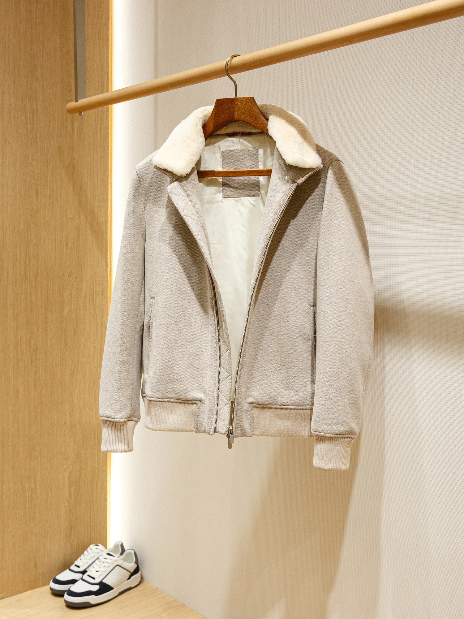 Thiened misto lana colletto alla coreana splicing pelliccia di agnello cotone da uomo Jaet autunno inverno caldo Faion Urban Sle Stand Fit