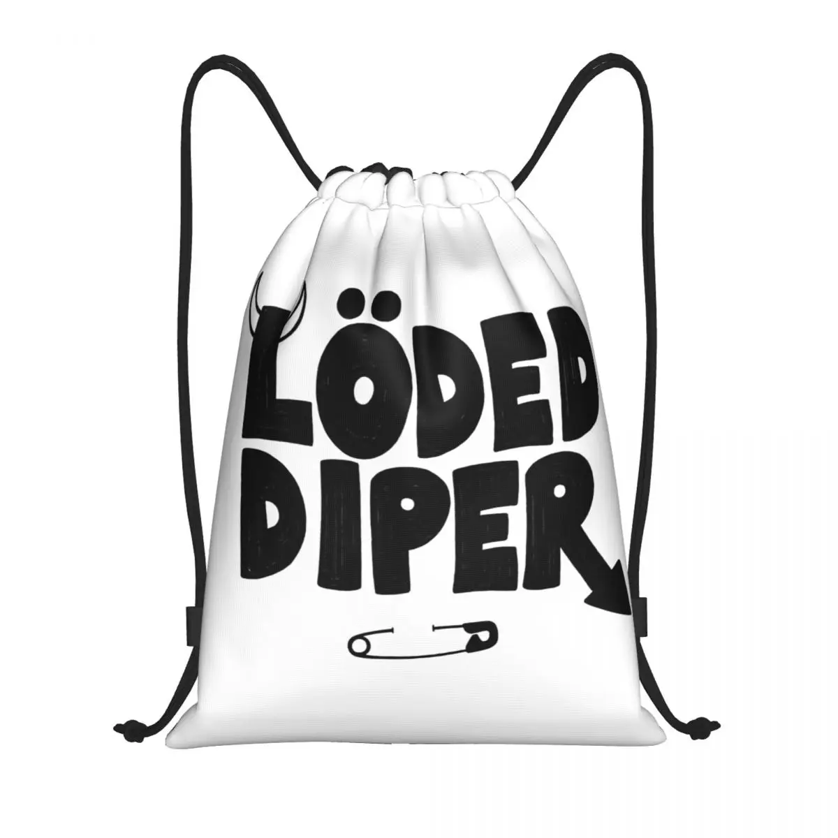 Music Loded Diper Rock Band Drawstring Backpack Gym Sports Sackpack String Bags for Travel