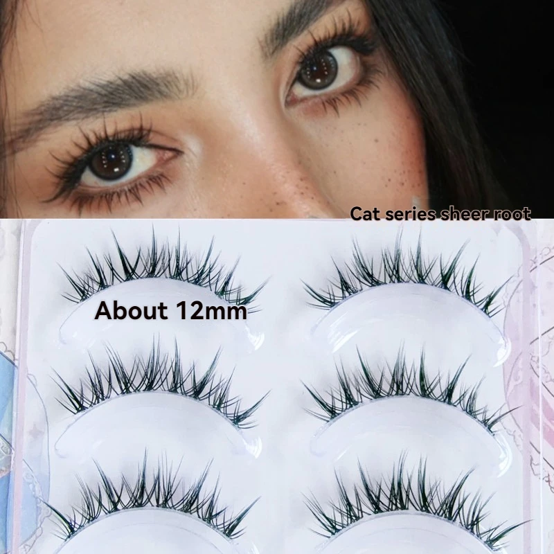 Накладные ресницы YOKPN E51 с прозрачной основой, натуральные, серия «Кошачий глаз», для создания эффекта больших глаз в стиле манга, имитация густых ресниц