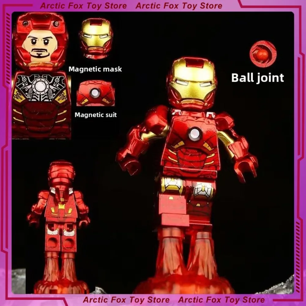 Iron Man Marvel Supereroe Anime Figure Building Blocks Action Figure Pripheral Modello Puntelli Collezione Artigianato Regalo Giocattoli Per Bambini