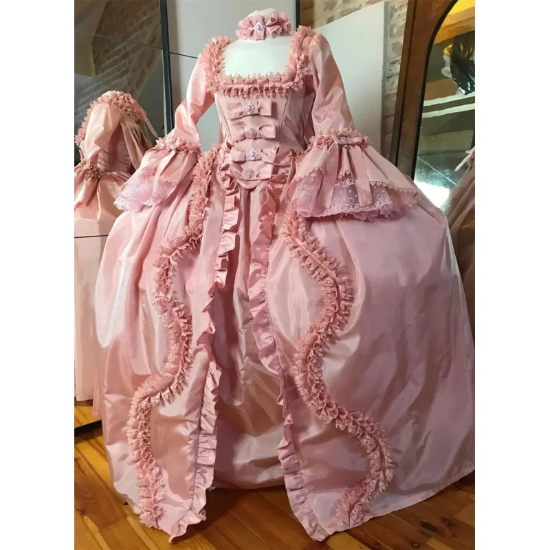 Medieval Marie Antoinette Pink Dress Rococo 18th Century French Rococo Colonial Dress Vintage Ball Gown Renaissance Costume