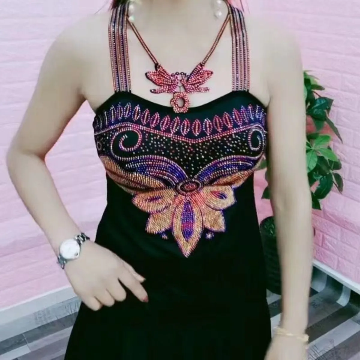 Butterfly Crystal Backless Cami - 2026 New Padded Stretch Tank Top, Plus Size Going Out Top for Women
