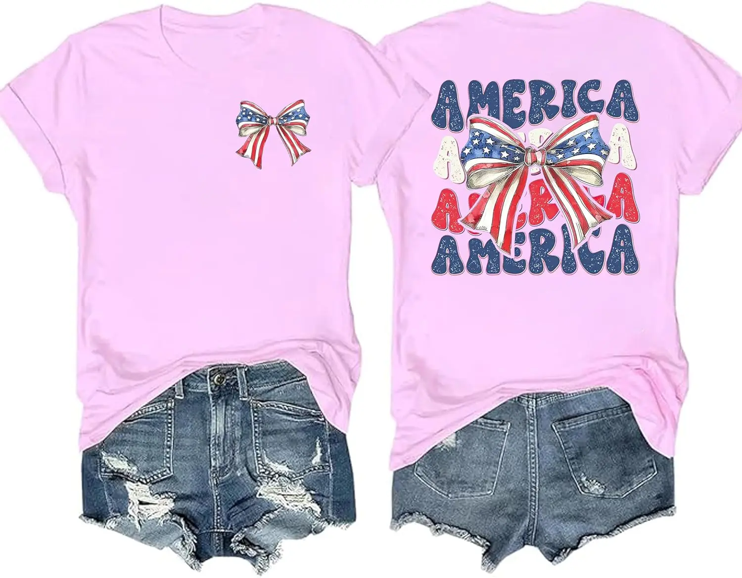 Coquette America T-Shirt, Coquette America Bow T Shirt, Coquette American Bow Flag Patriotic 4th of July Tshirt