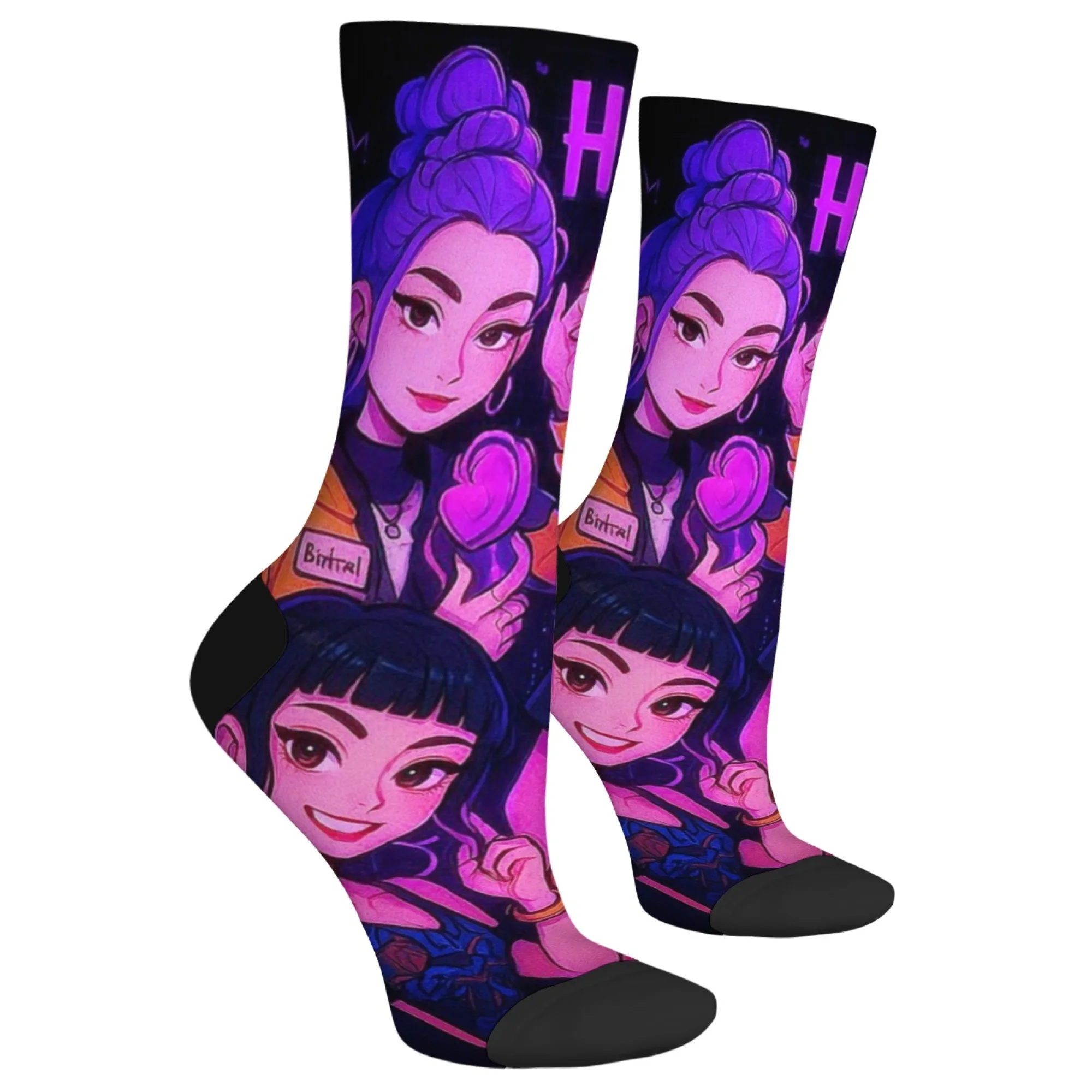 Calcetines unisex K-POP Hunter Girls Group Anime Crew, calcetines con estampado de patrón de moda, calcetines con tema de cultura de ídolo pop coreano para fanáticos