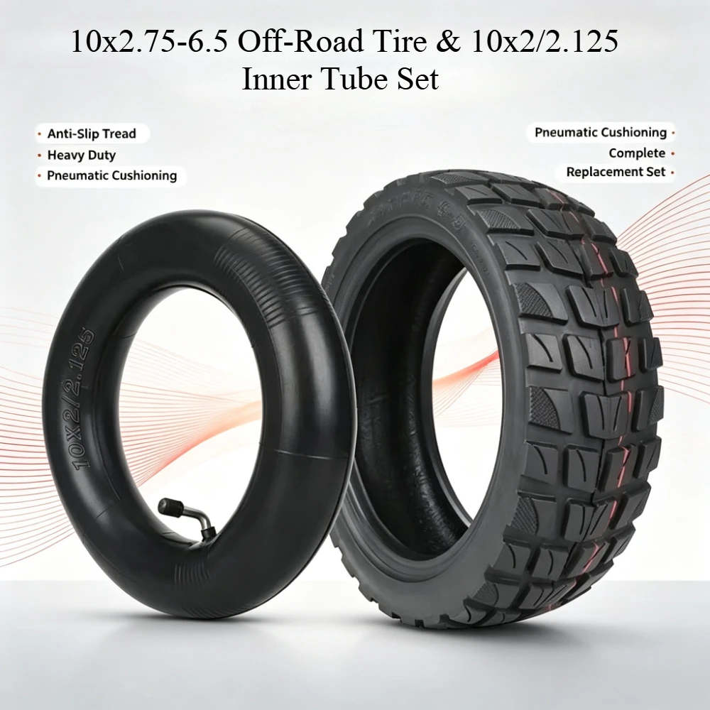 10x2,75-6,5 Offroad-Reifen & 10x2/2,125 Schlauchset für E-Scooter, strapazierfähiger, rutschfester Luftreifen
