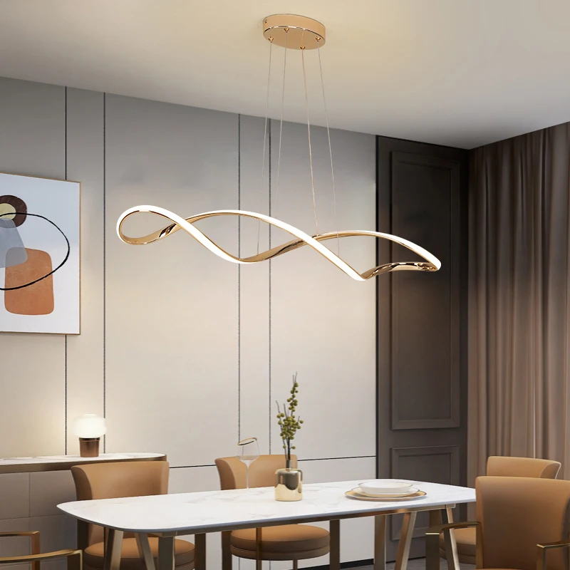 GSPLAN Smart Home Alexa Modern Led Pendant Lights For Dining Living Kitchen Room Gold/Chrome Plated Pendant Lamp Fixtures