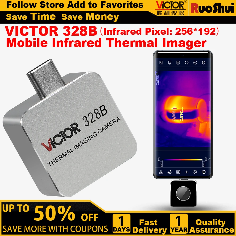 Victor 328B Thermal Camera Android 256x190 Infrared Thermal Imager for Phone Panel PCB Circuit Repair Tool Mobile Thermal Imager