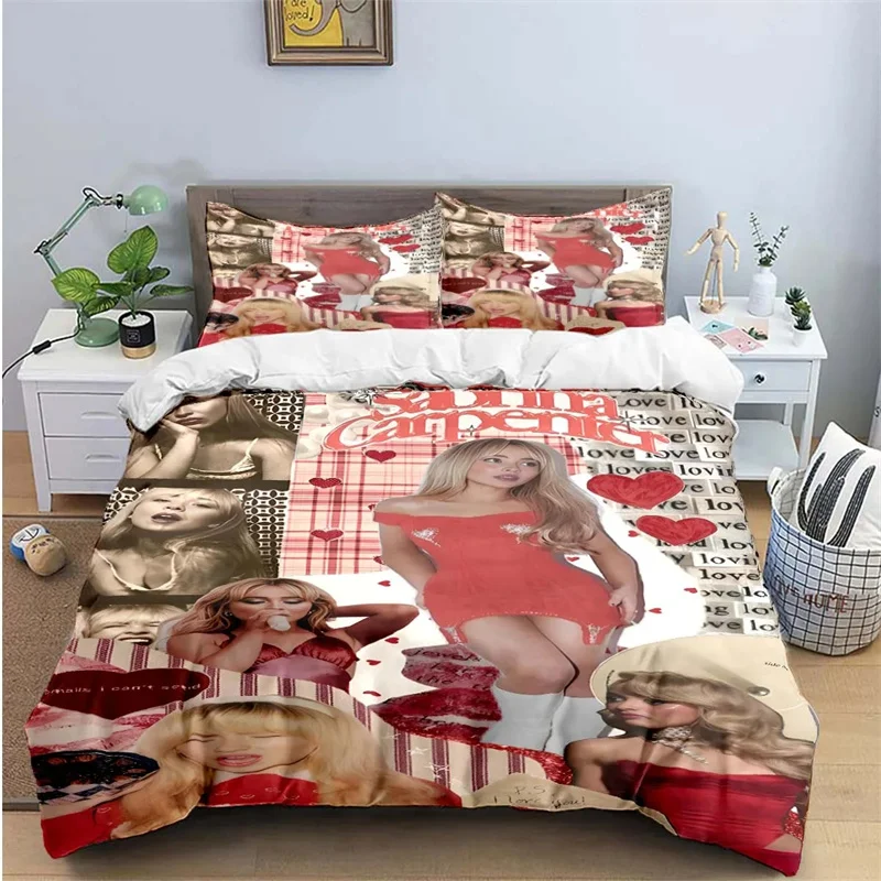 Pop Female Singer S-Sabrina Print Bedding Sets Exquisite Bed Supplies Set Comforter Set Duvet Cover Bed Bedding Set Luxury Gift