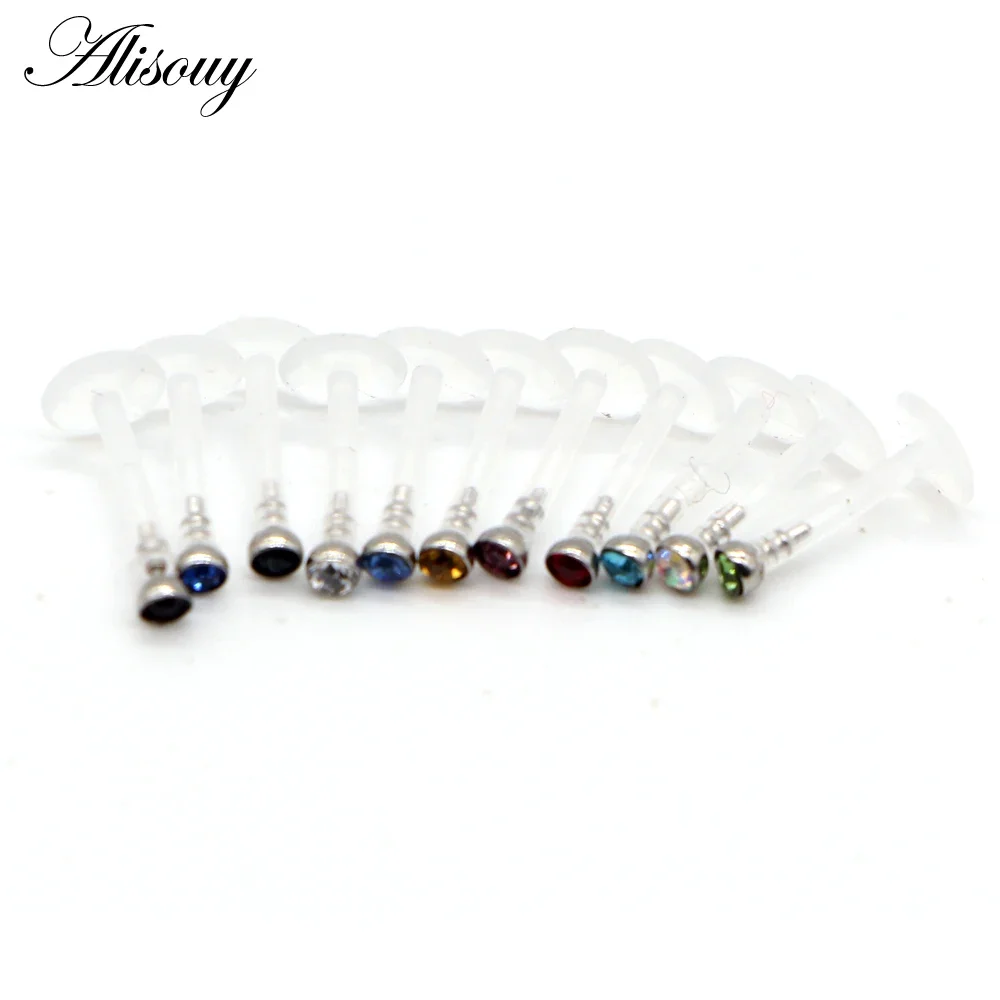 1 Piece Length 8mm Bioplast Flexible Labret Lip Stud Steel Steel Ball 16G Ear Cartilage Tragus Piercing Fashion Body Jewelry