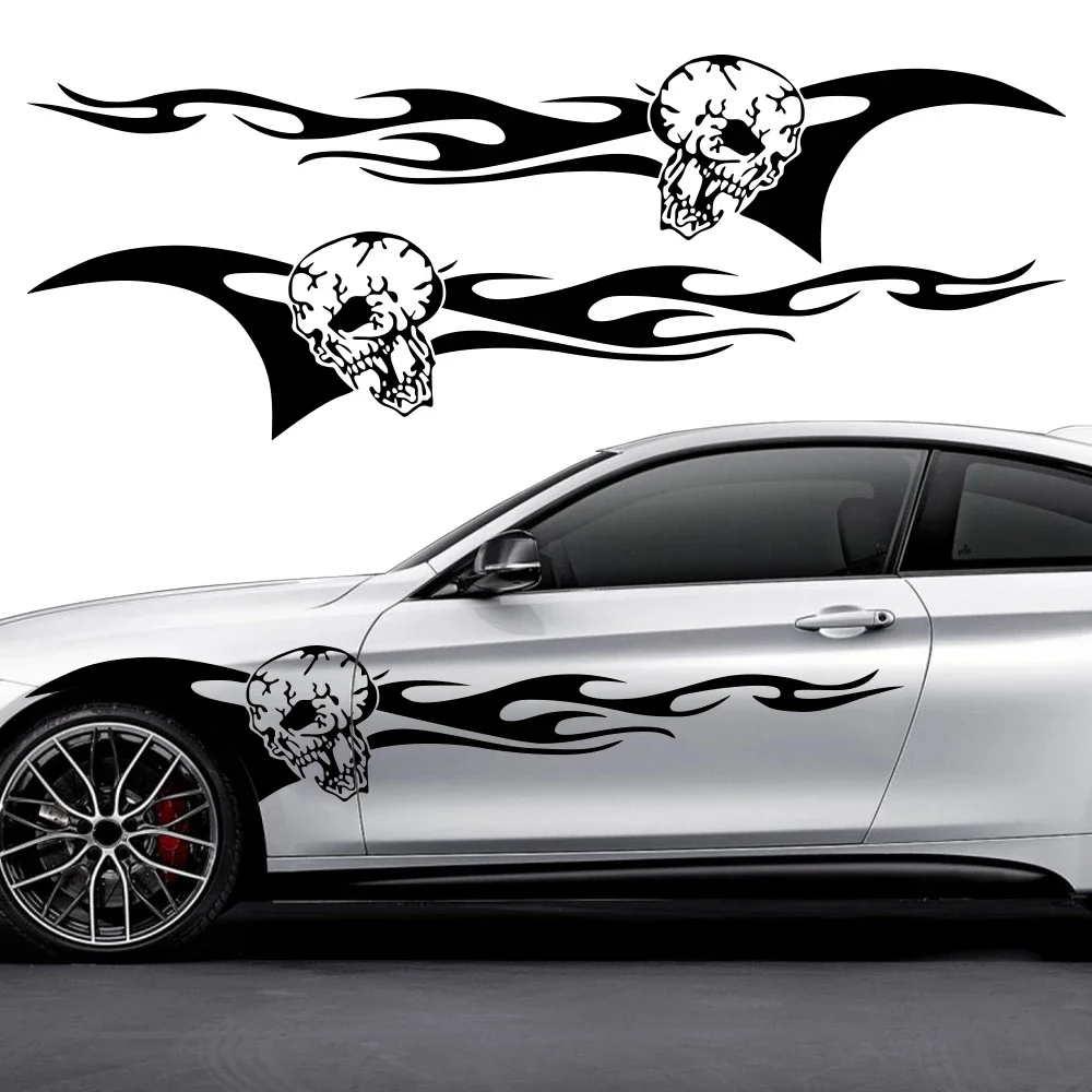 2PCS Skeleton Flame Element Totem Decoration Car Sticker DIY Vinyl Decals DIY Modified Stickers for Auto Universal Accessories
