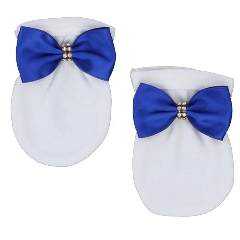 Footed Romper Newborn 0-9 Months 4 Piece Set White Blue Gold Crown Bow Prince Royal Boutique Baby Shower Gift Hat Mittens Shoes view 5
