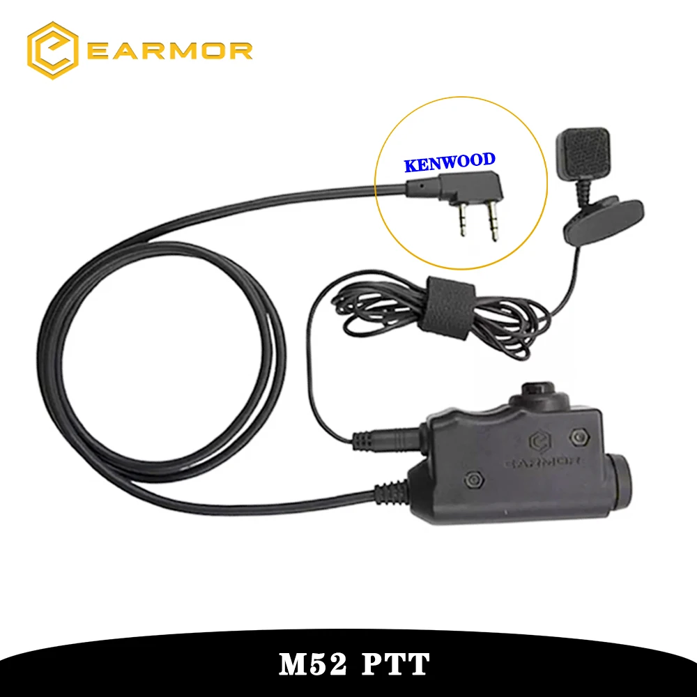 

EARMOR M52 Tactical PTT Adapter,Button Activated Push-To-Talk,Integrated Into M32/M32H Hearing Protector Communication Headsets