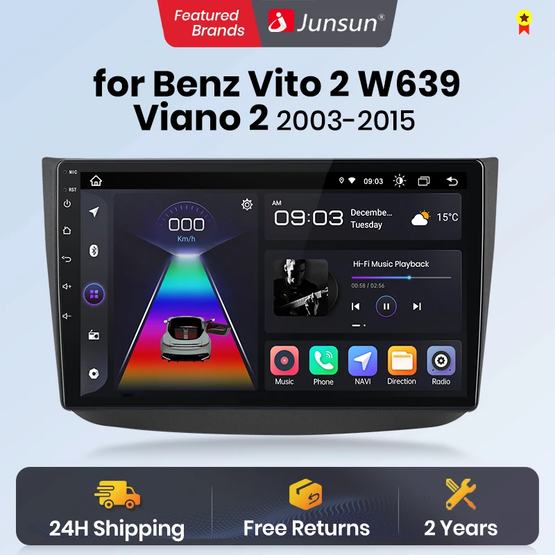 Junsun V1 AI Voice Wireless CarPlay Android Auto Radio for Benz Vito 2 W639 Viano 2 2008-2012 Car Multimedia GPS 2din autoradio