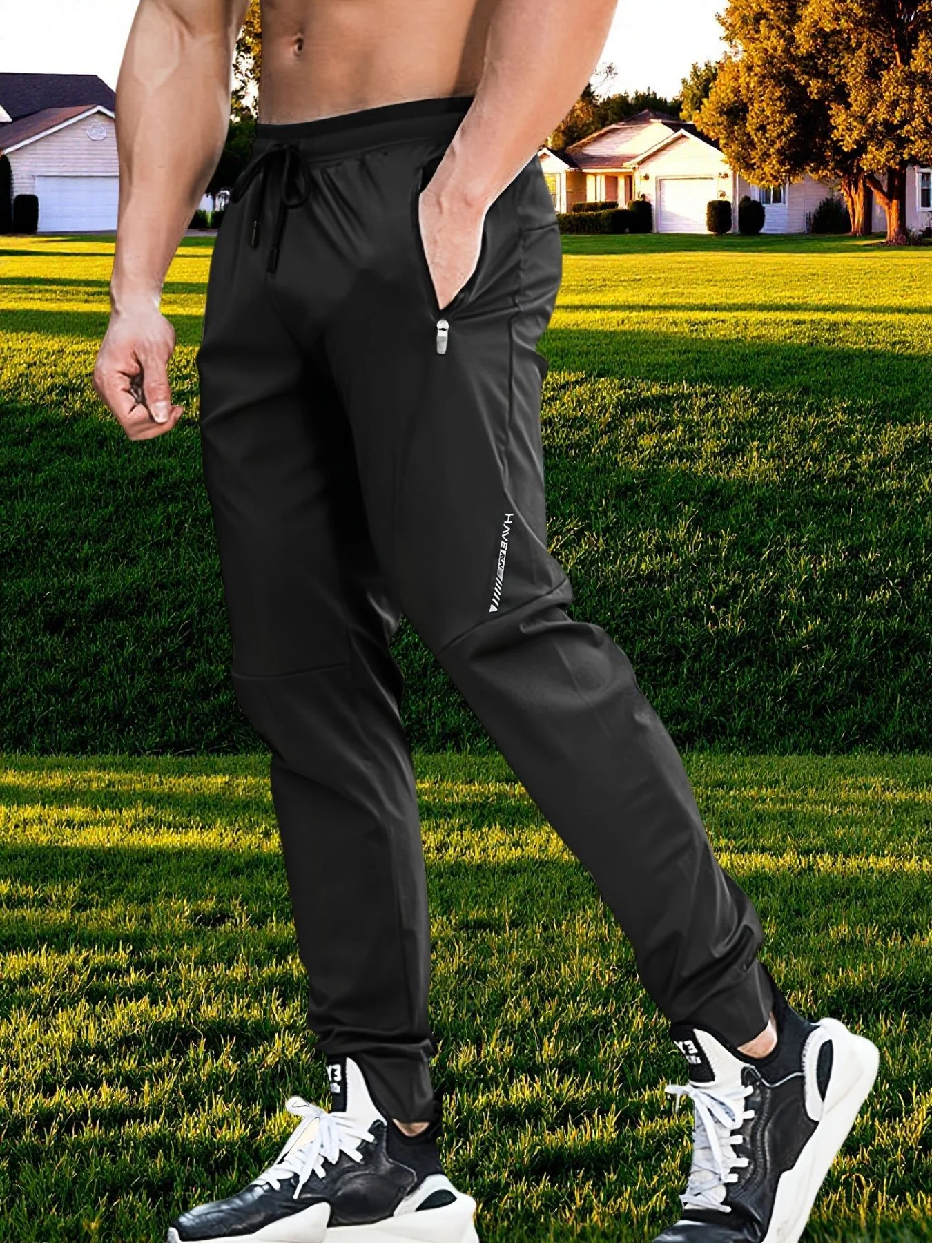 Sommerliche Outdoor-Hose aus Eisseide für Herren, dünne Freizeithose im koreanischen Stil, schnelltrocknend, elastische Beinpartie, eng anliegende Sporthose für Herren – Detail 6