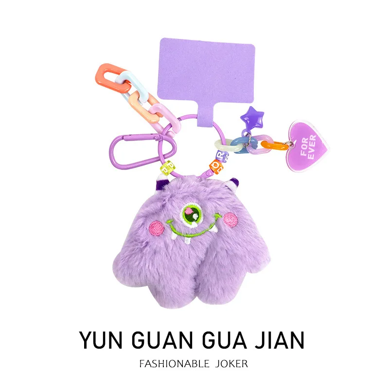 Kawaii Plush Phone Charms Cute Little Monster Smartphone Pendants for iPhone Samsung  Xiaomi Huawei Girls Bags Keys chains