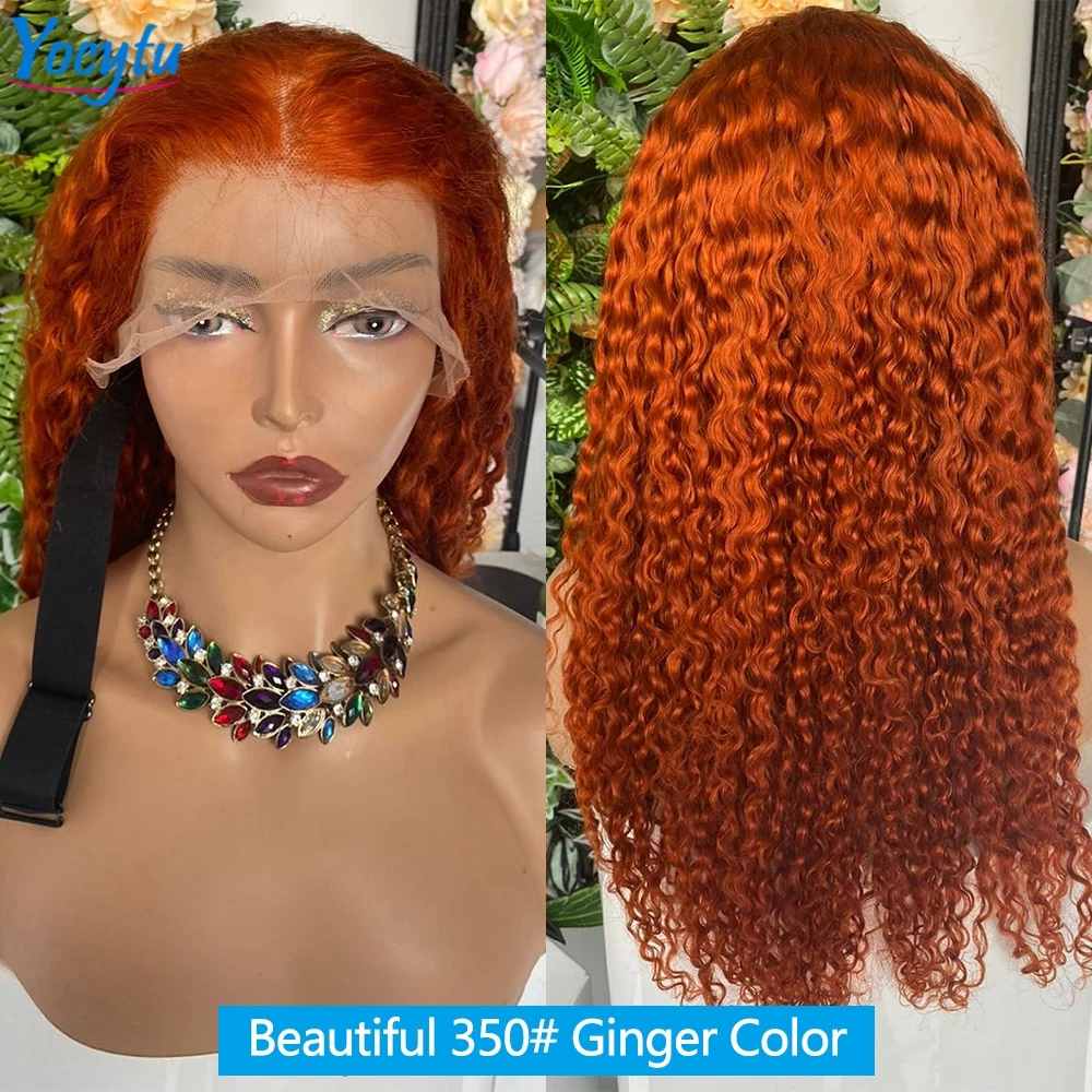 Ingwer-Perücke mit Spitzenfront, Echthaar, 200 % Dichte 350 # HD Lace Frontal Perücke 13x6 Wasser Lockiges Echthaar Perücke Transparente HD Lace Perücke – Detail 5