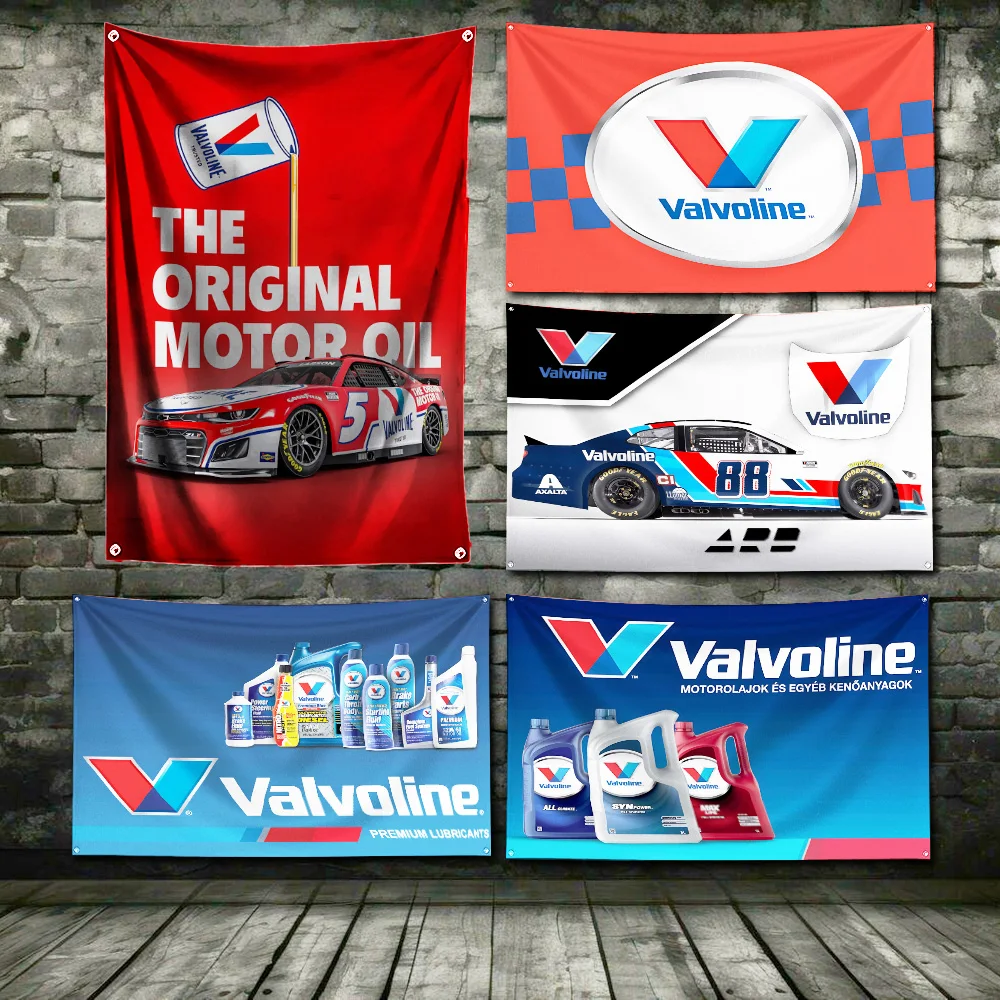 V-valvolines масляный флаг полиэстер цифровая печать баннер для гаража настенное украшение для двери с латунными втулками