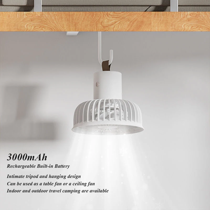 Có Thể Sạc Cắm Trại Ngoài Trời Quạt Trần Mini Gia Đình Bàn Tầng Chân Máy Đứng Điều Hòa Làm Mát 3 Bánh Răng Với Nightlight