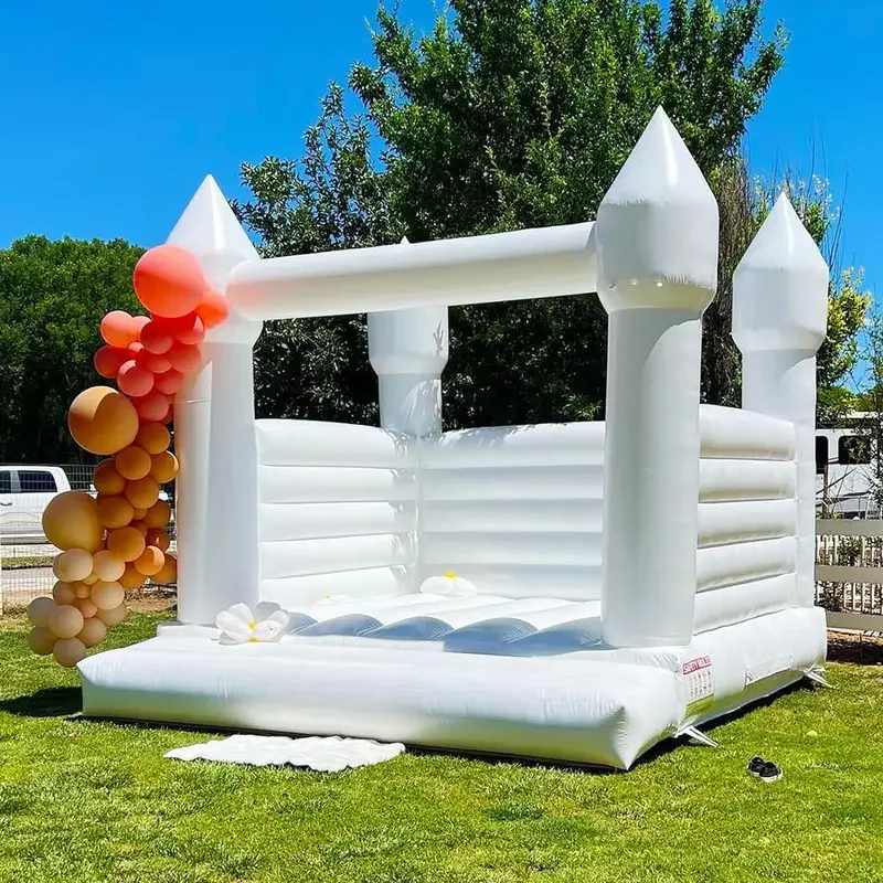 Casa de salto branca comercial para adultos pvc inflável grande casa de salto para crianças ventilador decorações de festa de aniversário de casamento