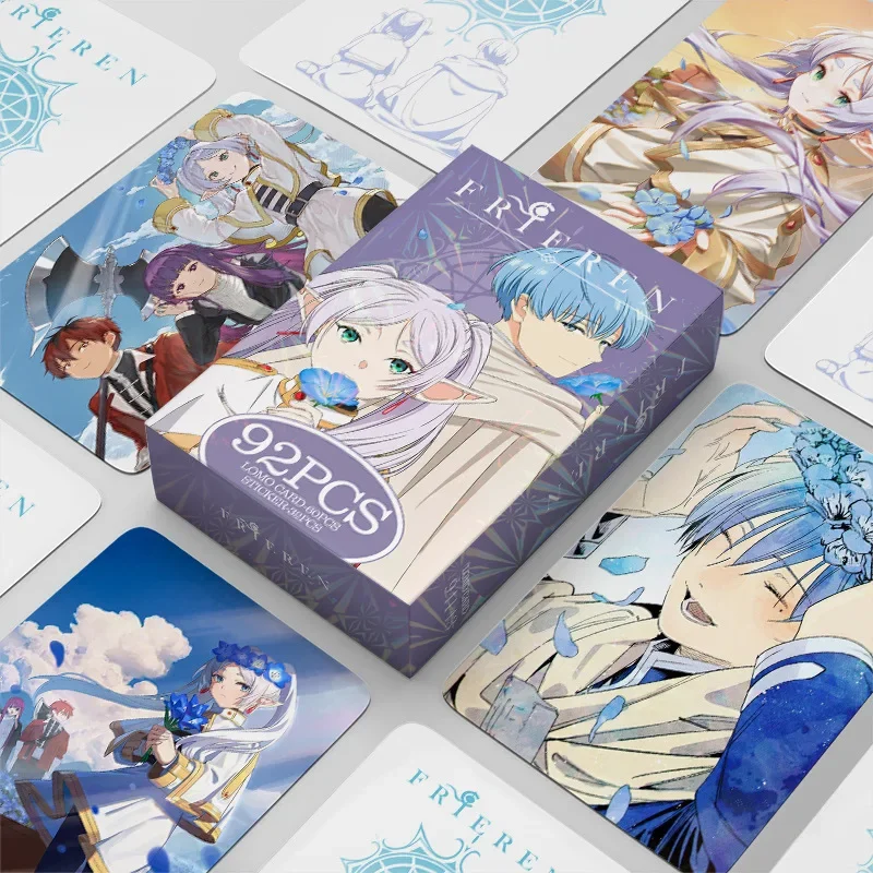 

Anime Collection Cards 60+32Pcs/Set Paper Cards Mini Sticker Fans Gifts Toy