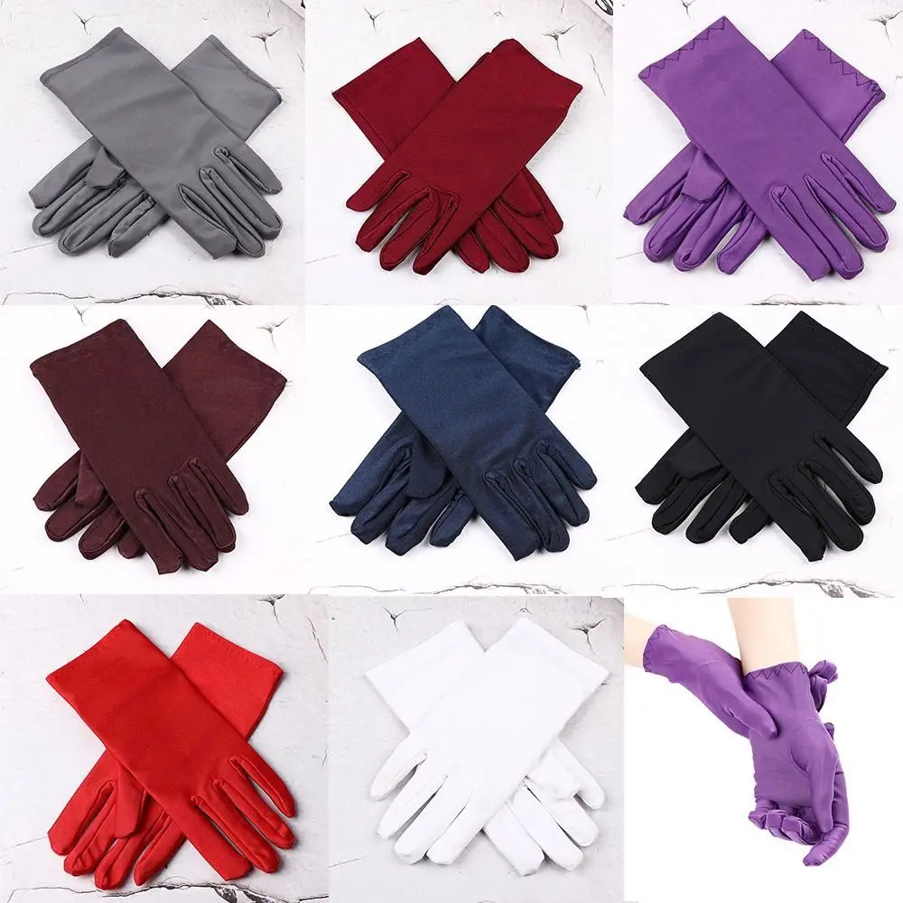 Girl Stretch Prom Satin Gloves Wedding Gloves Party