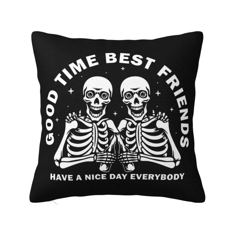 Best Skeleton Friends Drunk Skull Beer Throw Pillow Case Home Decorative 3D Printed Sofa Cushion Cover Polyester Soft Pillowcase