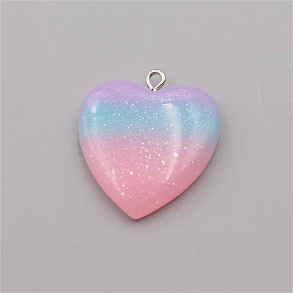 10Pcs Gradient Color Glitter Moon Star Love Heart Resin Charms Cute Keychain Necklace Earring Pendant Jewelry Making Accessories