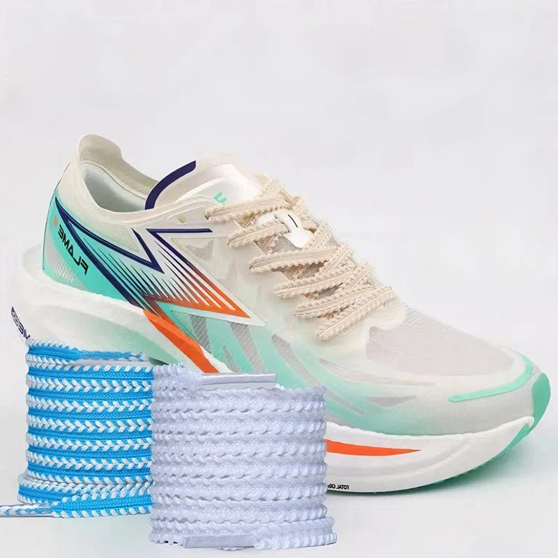 Multicolor Track Anti-slip Serrated Shoelaces Canvas Black White Runing Shoes laces Women Men Sport Casual Net Shoes Shoelaces