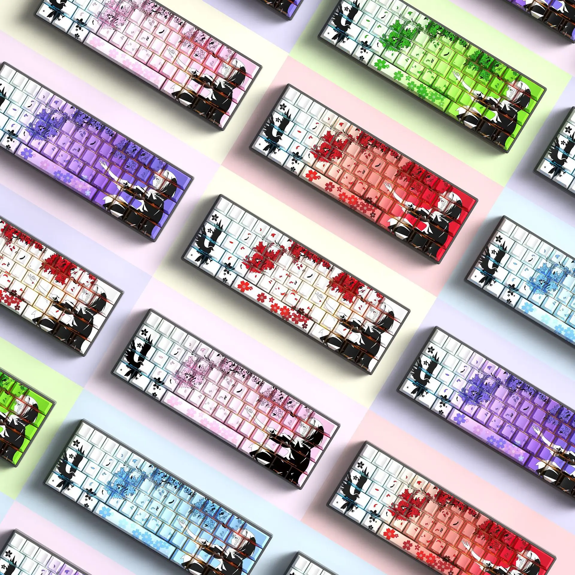 Sakura Macchima Chain Arc Girl Keycap Original Factory Height Side Engraving Backlit Pbt Mechanical Keyboard Caps