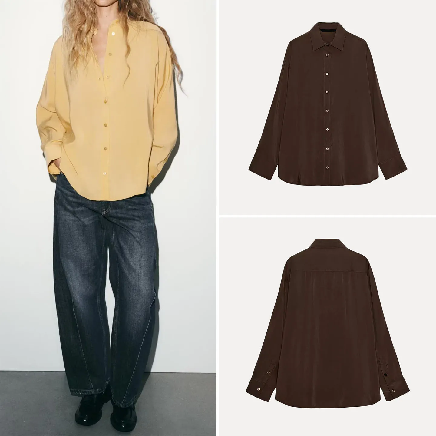 

Свободная драпированная модная женская блузка 2025 года, новая зимняя коллекция, индивидуальный стиль, универсальная повседневная модель с длинным рукавом, премиум-класса