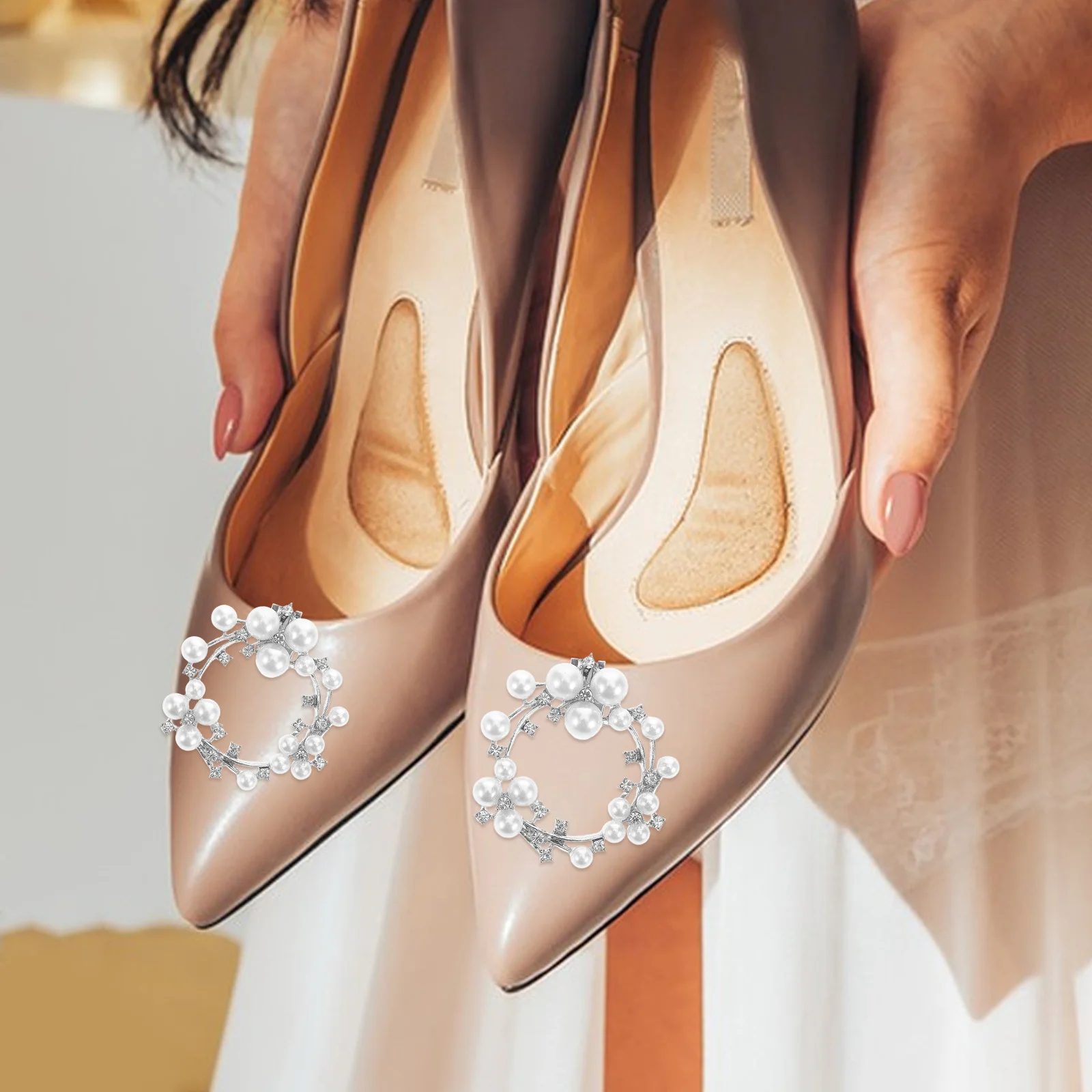 

1pcs 1 Pair Metal Clips Rhinestone Flower Shoe Clips Detachable Heel Charms For Women Bridal Wedding Party Crystal Buckle Shoe