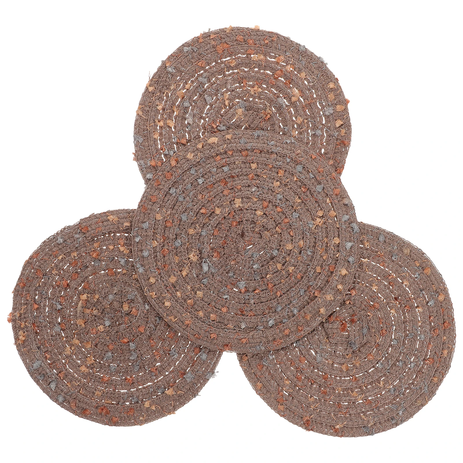 

4pcs Woven Coasters Cotton Absorbent Round Placemats Rustic Decor Table Mats Cup Pads Braided Place Mats Drink Coasters