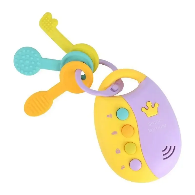 Infant and Toddler Simulation Car Key Toy Baby Teething Glue Music Remote Control Early Education Cognitive Toy Safety Material