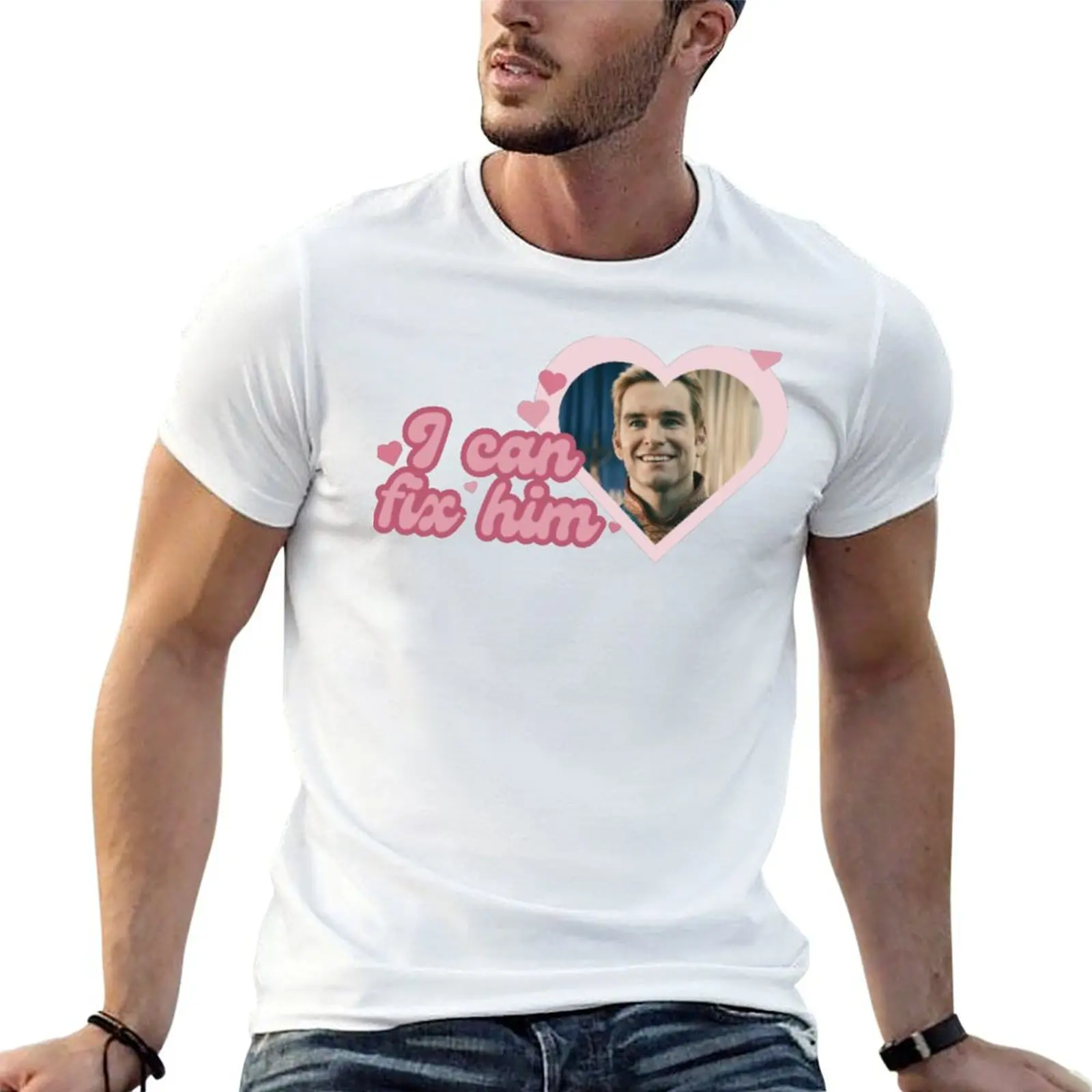 

graphic tshirt T-Shirt can him, t fix I anime homelander, boys shirt man the