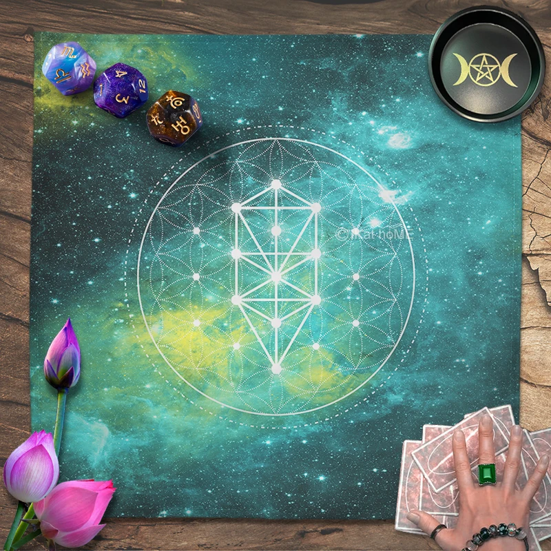 Galaxy Kabbalah Tree Of Life Tarot Tablecloth Velvet Altar Cloth Merkabah Witchcraft Pagan Divination Astrology Oracle Card Pads