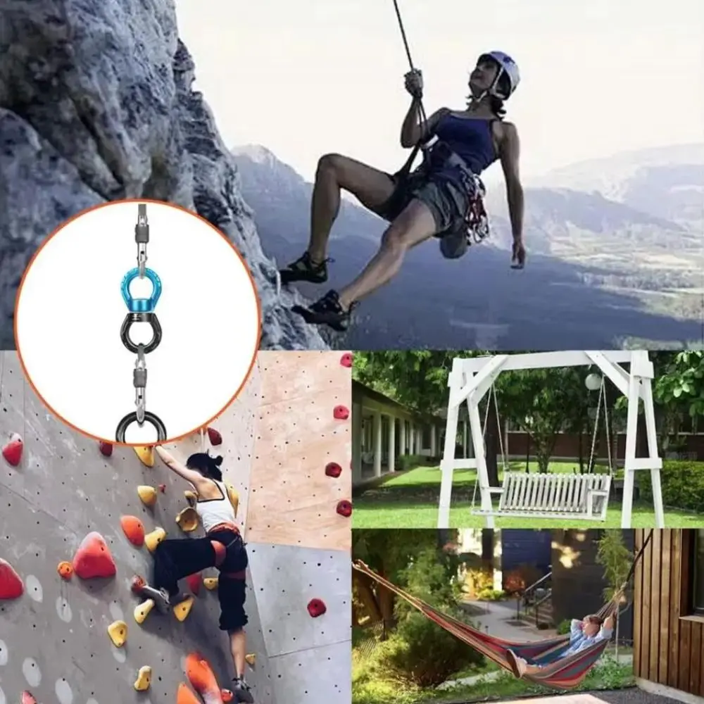 360° Rotation 30kN Swivel Carabiner Heavy-Duty Anti-Tangles Rotating Carabiner Universal Swivel Connector Climbing Ropes view 2