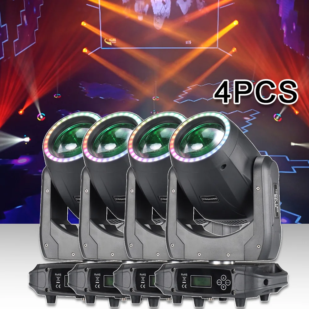 4PC Moving Head 150W Beam Spot Light Aperture 18 Prisms Pattern Strobe Effect Dj Disco Bar Wedding Party Nightclub Concert Lamp