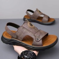 Men Leather Sandals Summer Open Toe Beach Shoes for Men Comfortable Thick Sole Casual Slippers Fashion High Quality Men Sandals