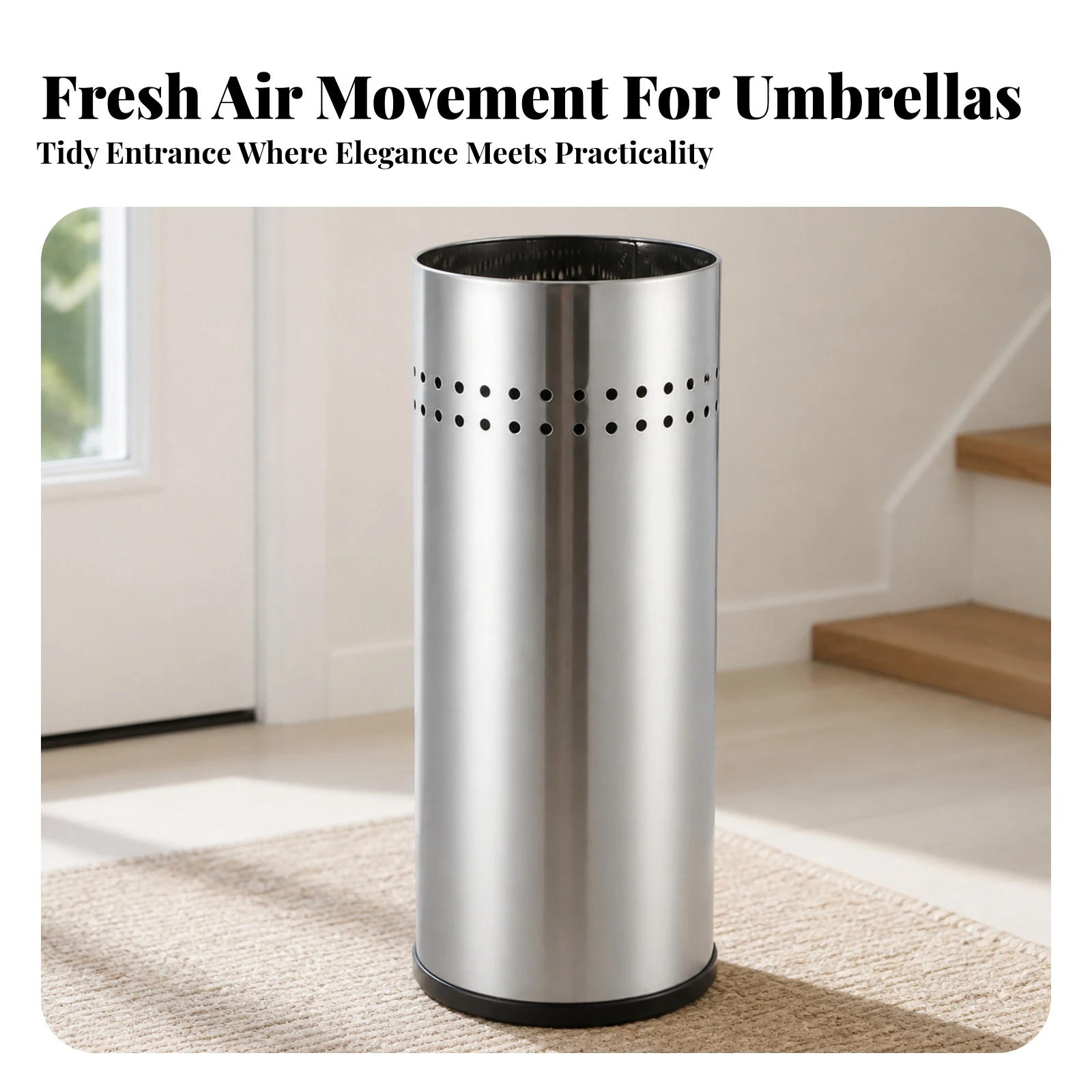 Freestanding Umbrella Stand Sturdy Cylindrical Umbrella Holder Rack Modern Bin Compact for Entryway, Foyer