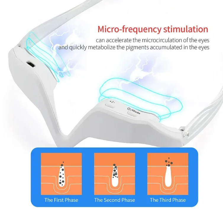Microcurrent EMS Eye Massager Device Under Eyes Vibration Massager Glasses with Red Light Therapy Function for Eye Care