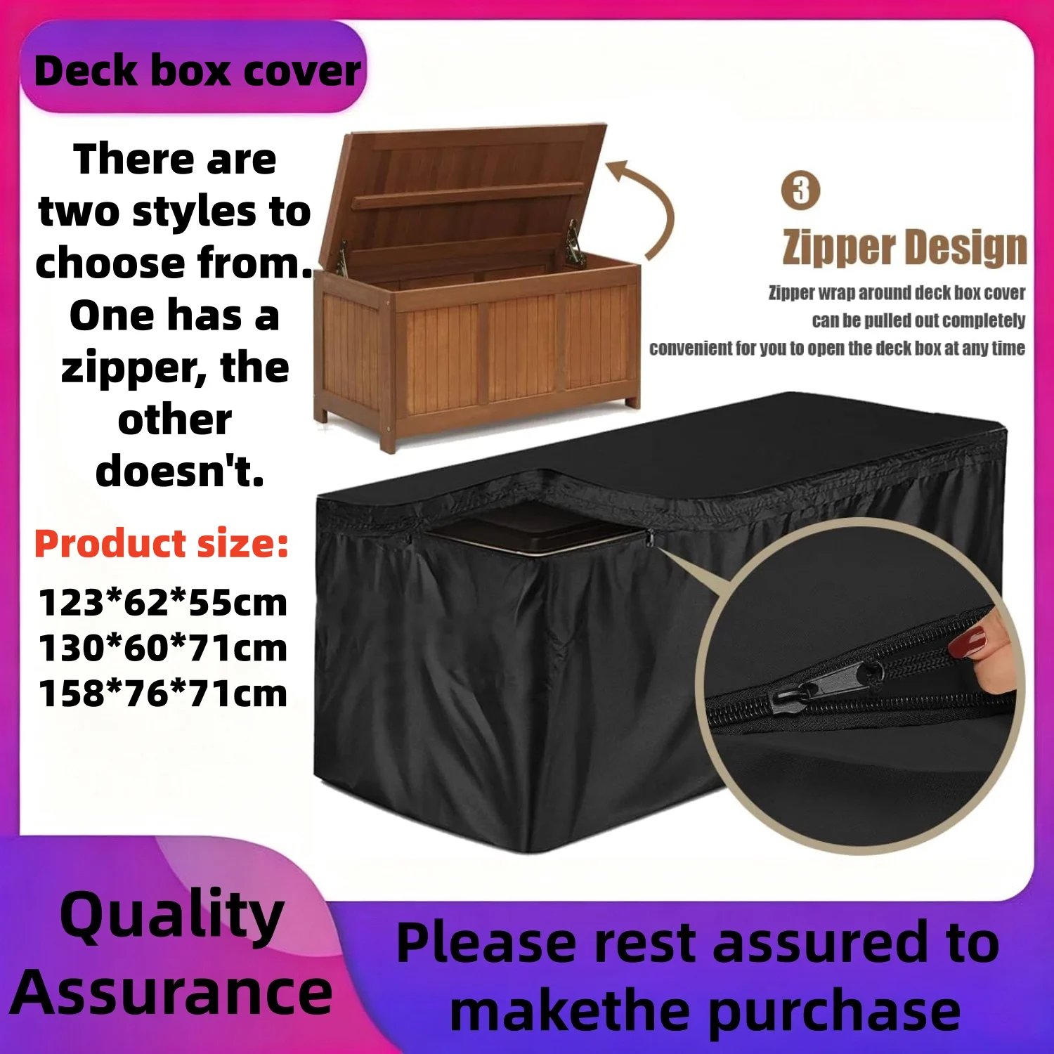 Outdoor Deck Box Cover 210D Waterproof Patio Storage Box Cover Outdoor Deck Box Ottoman Bench Cover Protects from Outdoor Rain