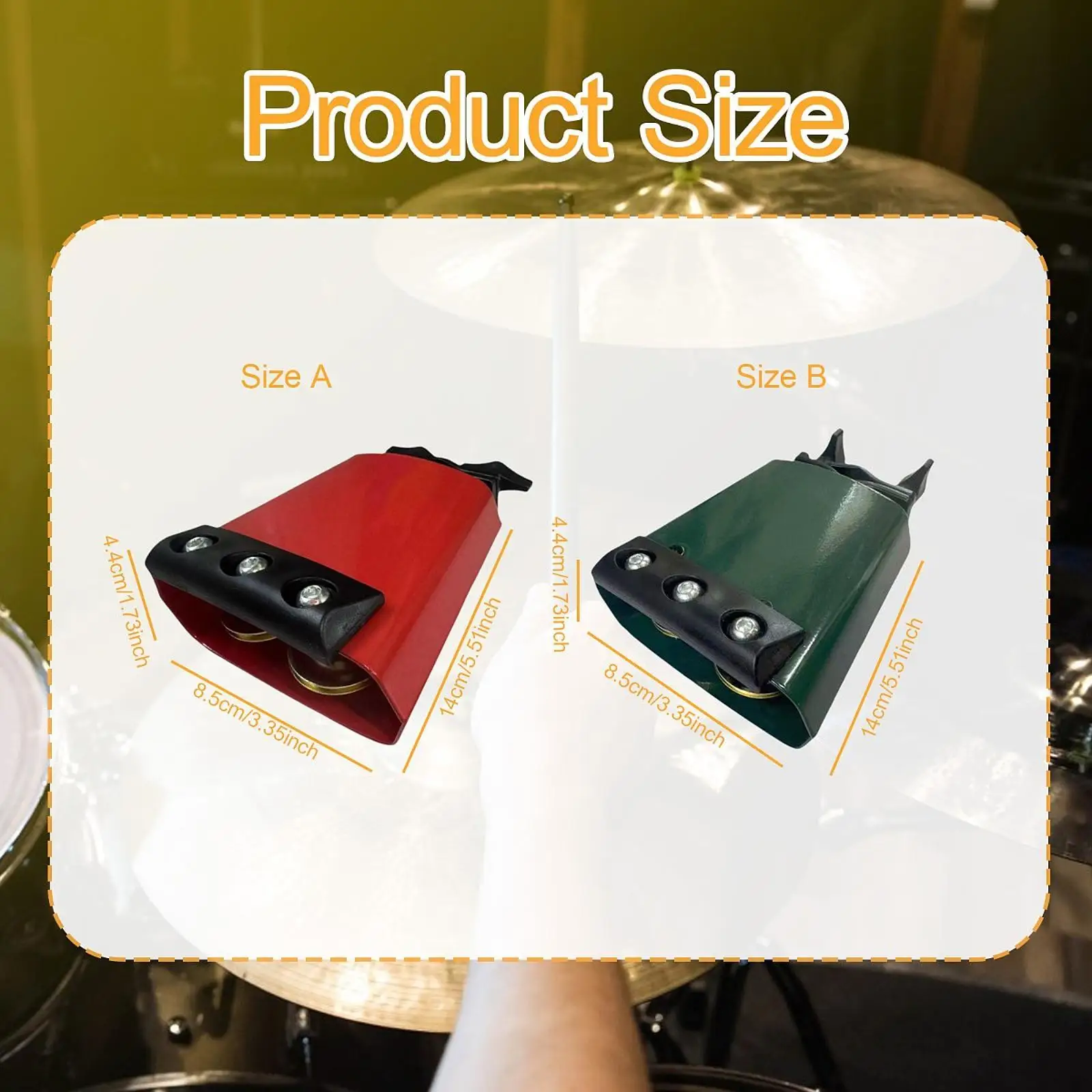 Cowbell Cow Bell with Mute Strip Metal Drum Kit Accessory Multiple Sound for Drum Set 4 inch for Festive Sports Events Rock