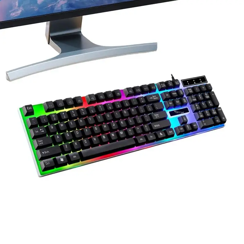 Mechanical Game Keyboard Wired Aesthetic Keyboard Floating Mechanical Keyboards Waterproof Clickable Keyboard For Home Desktop