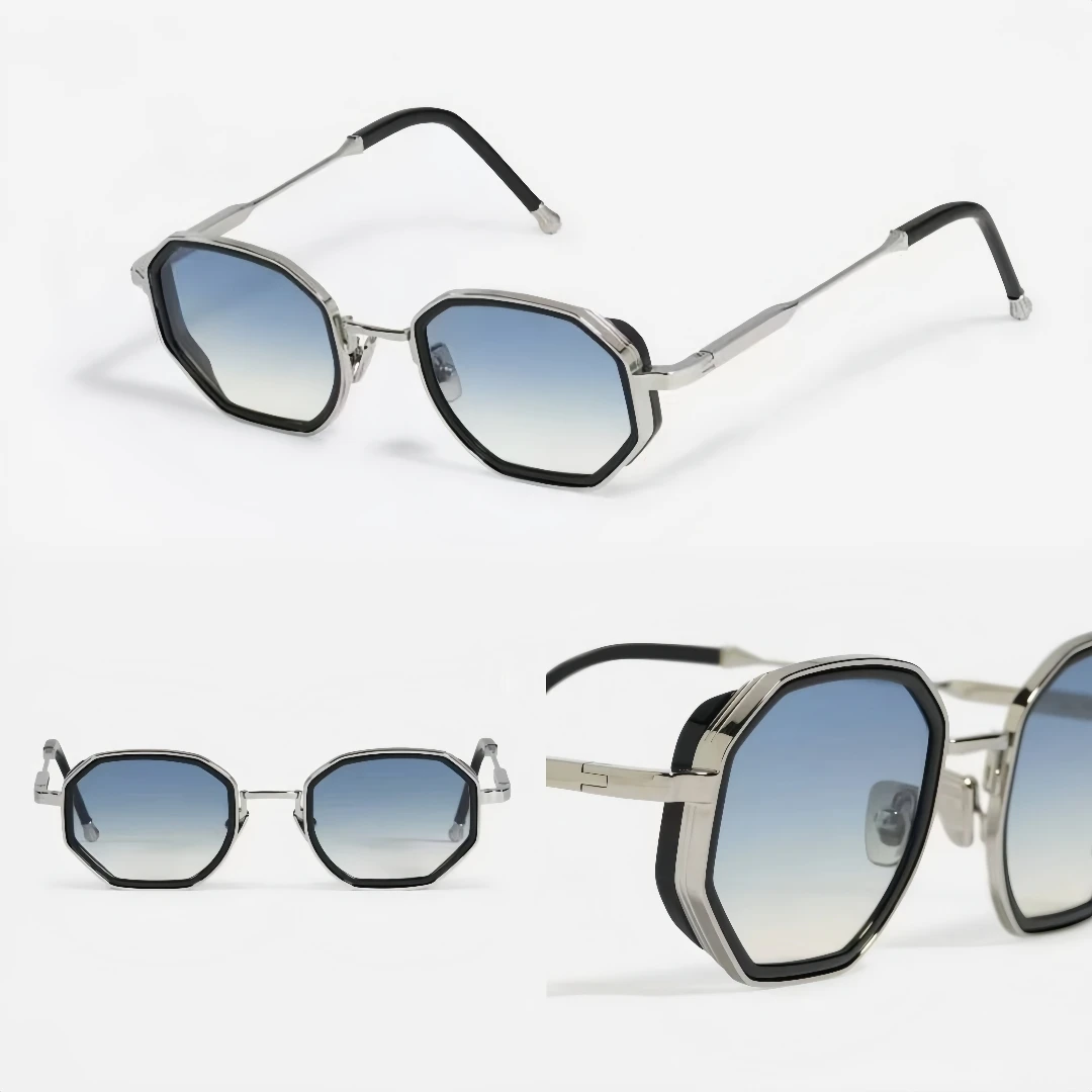 

New Luxury Fashion Trend Vintage Sunglasses Keaton Alloy Acetate Frame HD Thick Nylon Lens Retro Polygon Design Original Quality