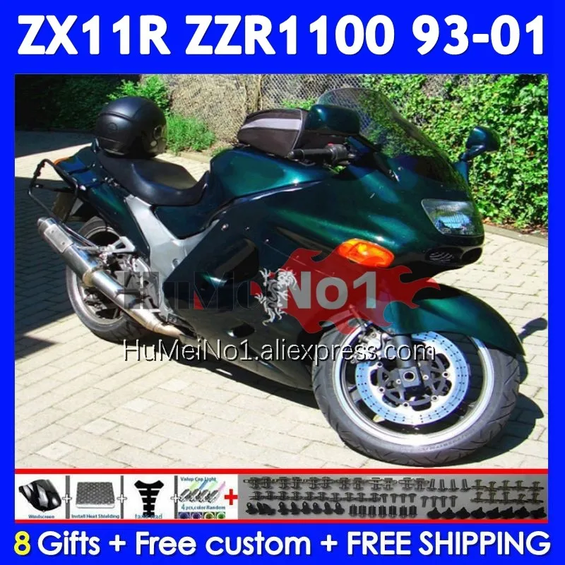 ZZR1100 For KAWASAKI NINJA ZX-11R ZX11R ZZR 1100 Dark green 1993 1994 1995 1996 224No.99 ZX 11R ZX11 R 97 98 99 00 01 Fairing