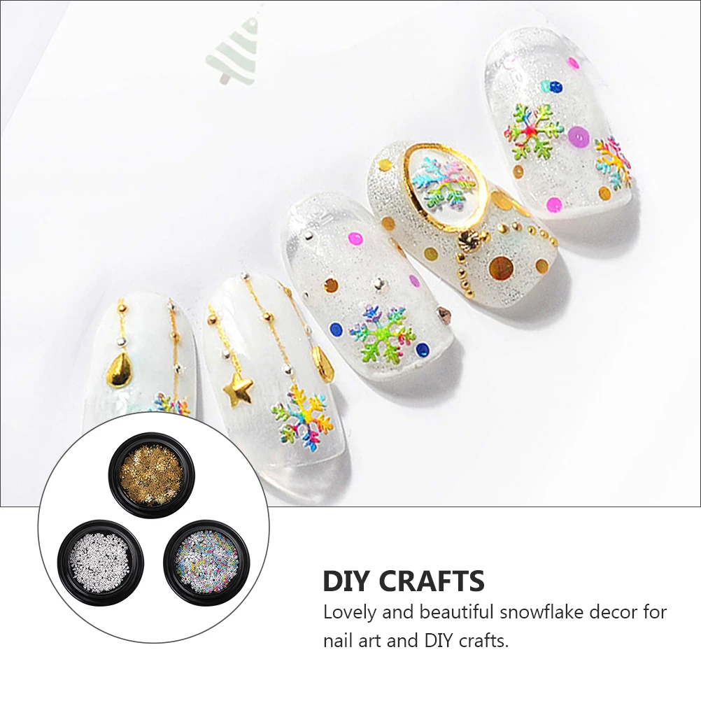 

3 Boxes Snowflake Patch Manicure Glitter Nail Art Stickers Decorations Sequins Christmas DIY Accessories for Nails Holiday